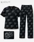 Hospital Core Flaming Skull Scrub Set