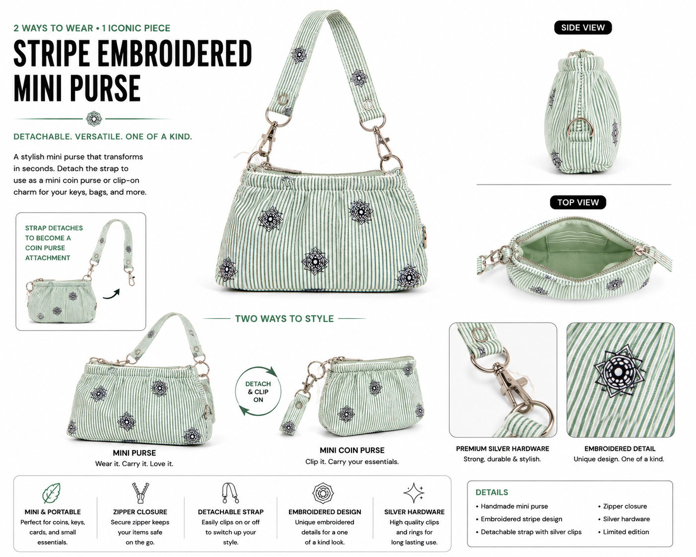 Hospital Corture Stripe Convertible Bag — One of One